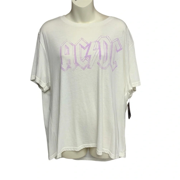 Lucky Brand size XL AC/DC Cream Graphic Tee NWT - Picture 1 of 8